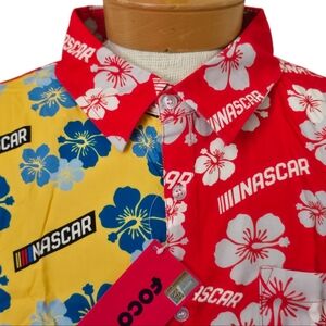 FOCO NASCAR Split Hawaiian Shirt Red Yellow Size 2XL NWT Racing